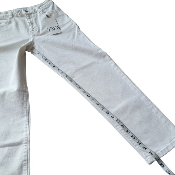 ZARA Jeans Mom Fit High Rise Slim‎ Mom Leg Ankle Comfort White Size 4 - Picture 4 of 7